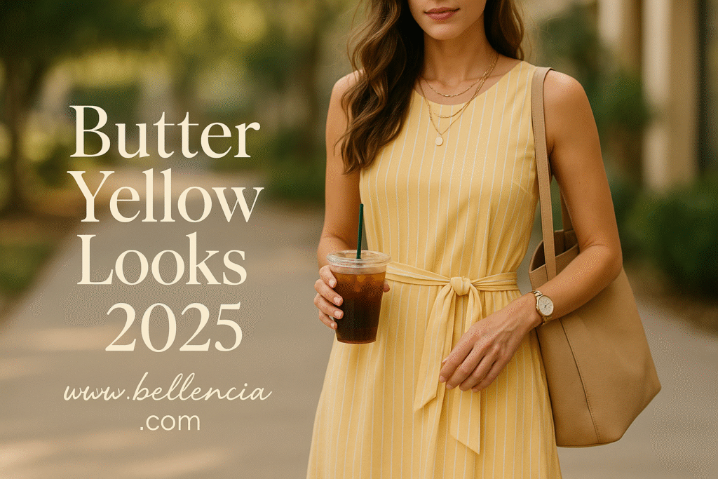 7 Stylish Ways to Wear a Butter Yellow Striped Dress This Summer