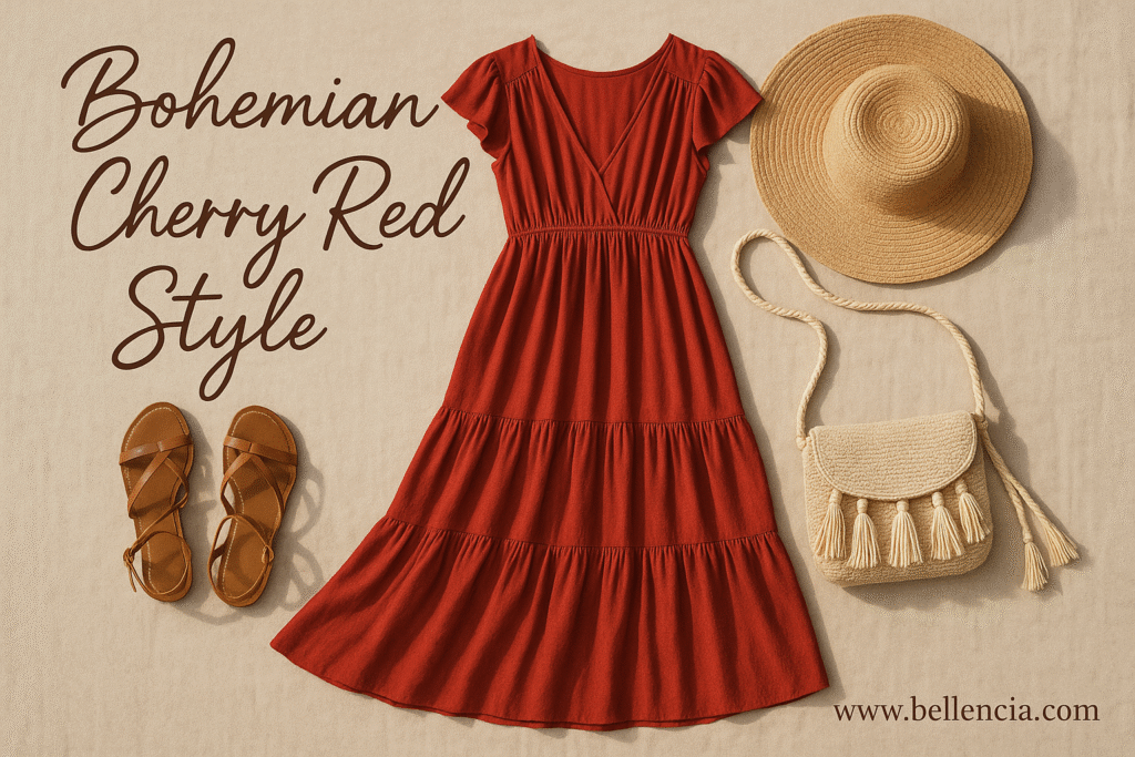 5 Boho-Chic Ways to Style a Cherry Red Dress This Season