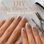 Pressed Flower Milky Beige Gel Nail Design: DIY Tutorial