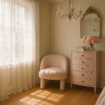 Soft pastel vintage room styled in Balletcore aesthetic
