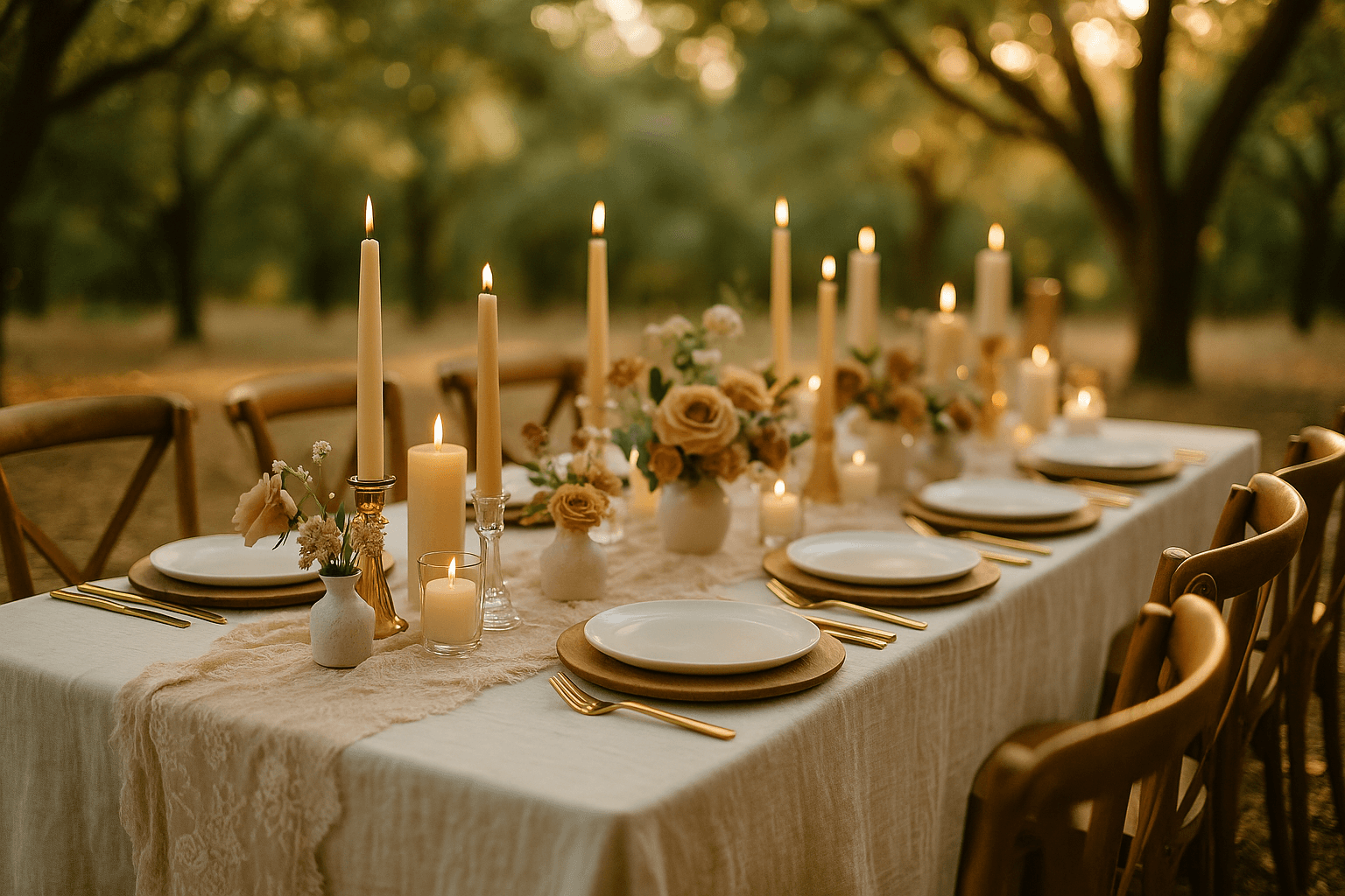 Layered Tablescapes with Linen, Lace & Wood