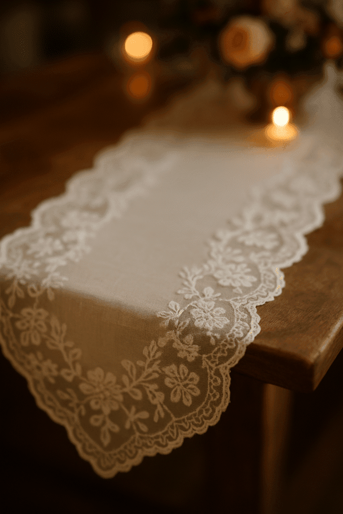 Layered Tablescapes with Linen, Lace & Wood