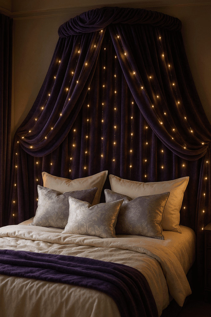 10 Royal Purple & Glitter Silver Bedroom Decor Ideas (Using Just One Statement Piece)
