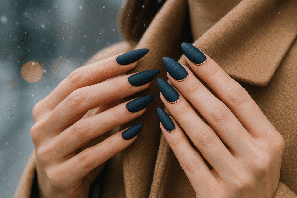 10 Matte Navy & Gold Nail Designs That Look Effortless and Luxurious