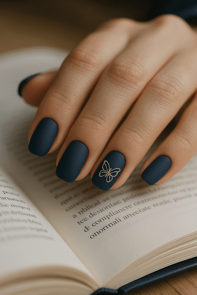 10 Matte Navy & Gold Nail Designs That Look Effortless and Luxurious