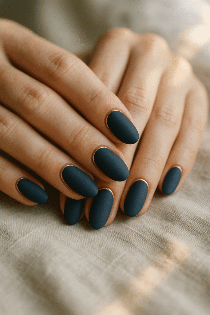 10 Matte Navy & Gold Nail Designs That Look Effortless and Luxurious
