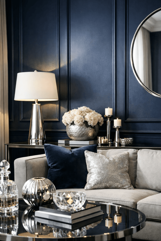 Navy + Silver Moodboards for a Polished, Timeless Space