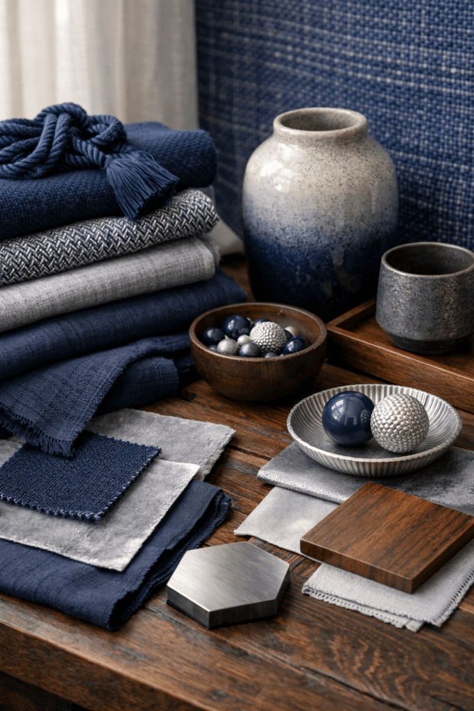 Navy + Silver Moodboards for a Polished, Timeless Space