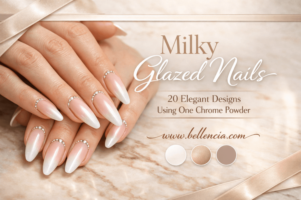 20 Milky Glazed Nail Designs You Can Create with One Chrome Powder