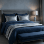 Bedroom Fabric Styling: 13 Silver & Navy Ideas