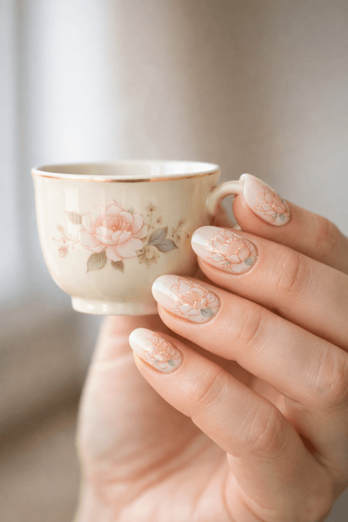 20 Milky Glass Cloisonné Nail Designs That Look Like Porcelain Art