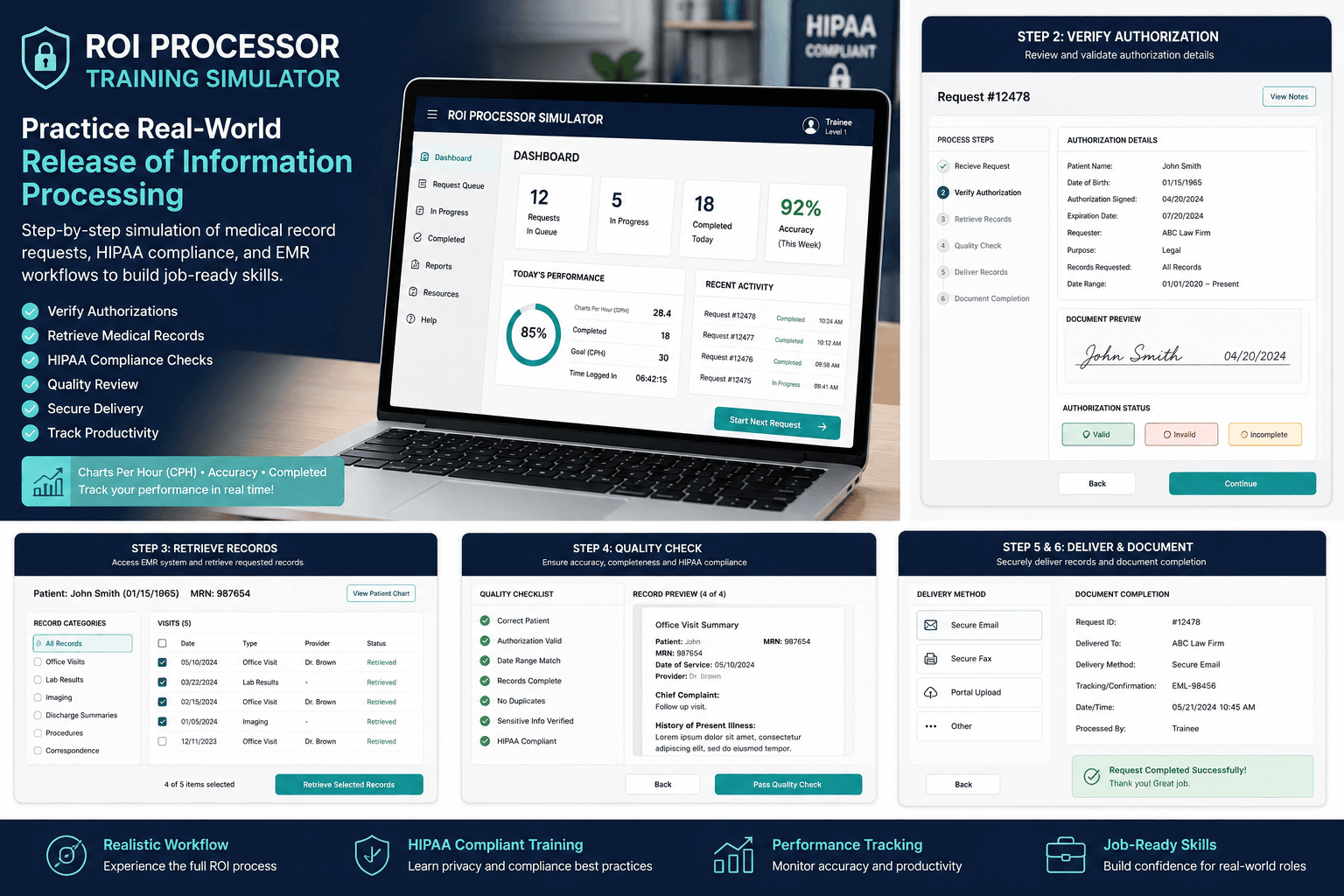 Healthcare ROI Processor Training Simulator