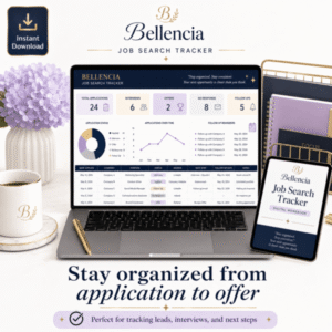 Bellencia Job Search Tracker | Excel Application Tracker for Job Leads, Interviews & Follow-Ups